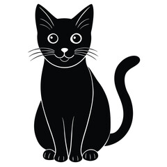 black and white cat vector 