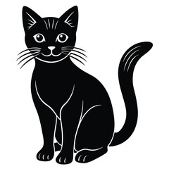 black and white cat vector 