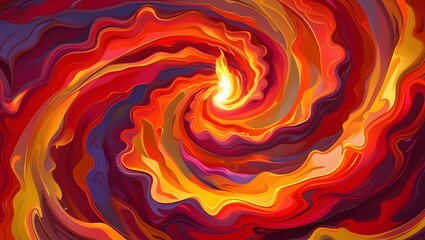 Fiery abstract swirl featuring bold reds, oranges, and yellows blending into deep blue tones. Ideal for creativity, energy, and inspiring artwork.