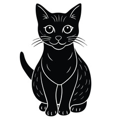 black and white cat vector 
