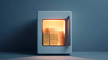 Fototapeta premium A safe with a lot of gold coins inside