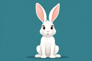 Obraz premium there is a white rabbit sitting on a blue background