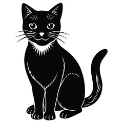 black and white cat vector 