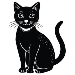 black and white cat vector 