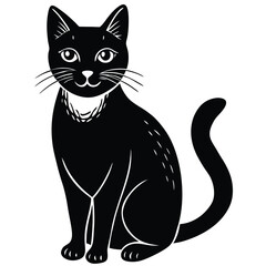 black and white cat vector 
