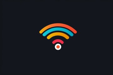 a close up of a colorful wifi symbol on a black background