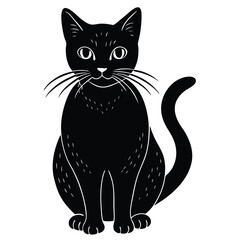 black and white cat vector 