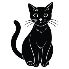 black and white cat vector 