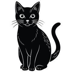 black and white cat vector 