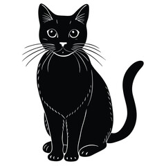 black and white cat vector 