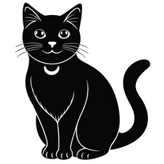 black and white cat vector 