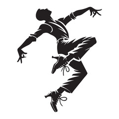Jazz Dance Silhouette Vector Illustration, Solid White Background.