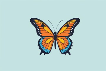 there is a butterfly that is sitting on a blue surface