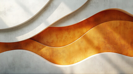 Abstract wave patterns in orange and white textured wall design