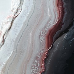 Obraz premium Abstract Fluid Art Painting Grey White and Burgundy Swirls
