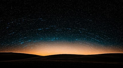 Obraz premium Starry Night Sky Panorama Celestial Landscape with Rolling Hills