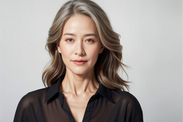 Fototapeta premium A woman with long hair and a black shirt