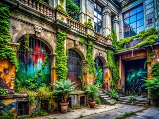 Fototapeta premium Abandoned Stock Exchange Building - Global Finance Crisis Concept - Urban Exploration Photography