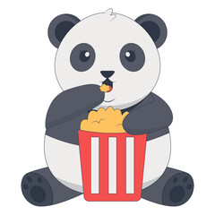 Cute Animal Panda Character with Cartoon Design Concept. Vector Illustration