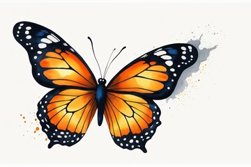 there is a butterfly with orange wings and black spots on it