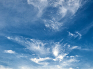 Dreamy Cirrus Clouds on Deep Blue Canvas: Perfect Stock Photo for Designers in Dong Hoi, Quang Binh, Vietnam