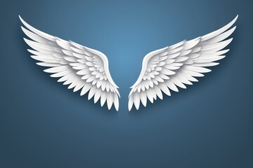Obraz premium a close up of a pair of white wings on a blue background