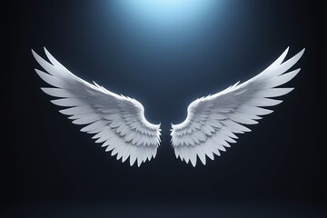 Obraz premium a close up of a white angel wings on a black background