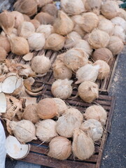 some peeled coconuts