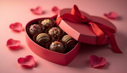 Heart-Shaped Chocolate Box: A beautifully arranged heart-shaped box of chocolates