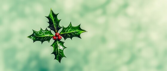 Festive Holly Sprig  Christmas Decoration  Winter Berries  Green Leaves  Holiday Season