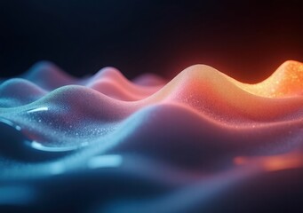 Obraz premium Colorful waves illuminated by soft light create mesmerizing abstract art in a dark setting