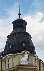 Fototapeta premium statue of Hermes on the building in Sofia, Bulgaria