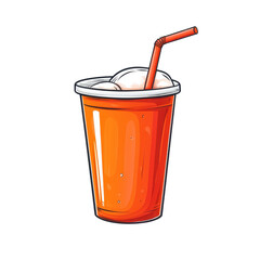 Refreshing Orange Drink in Cup with Straw