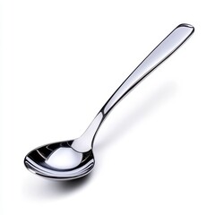 Elegant Stainless Steel Spoon on White Background for Culinary Use