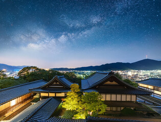 Obraz premium Generated image 日本の街並みの夜景