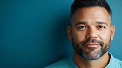 Fototapeta premium Man with Sharp Facial Features After Rhinoplasty Procedure Showcasing Defined Nose and Smile