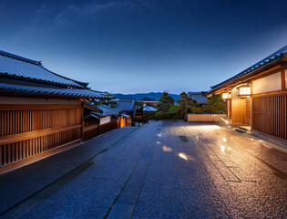 Naklejka premium Generated image 日本の街並みの夜景