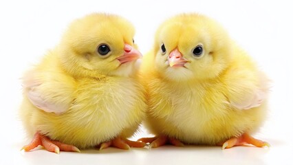 Fototapeta premium Adorable Baby Chicks Isolated on White Background - Perfect for Farm, Spring, Easter Designs