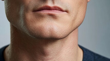 Obraz premium Close-Up of a Man Smooth Face After Receiving Botox Treatment for Youthful Appearance