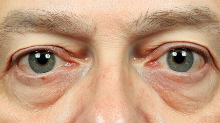 Fototapeta premium Close-up of a man eyes following eyelid surgery with visible details and textures
