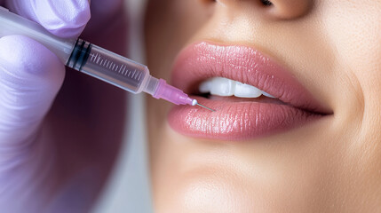 Close-Up of Woman Lips Following a Lip Filler Cosmetic Procedure