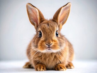 Obraz premium Adorable Brown Bunny Rabbit Isolated on White Background - Perfect for Easter, Spring, and Pet Stock Photos