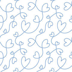 Seamless Blue Connected Hearts Pattern