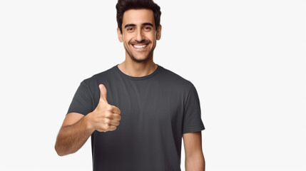Photo of a happy man giving a thumbs-up gesture