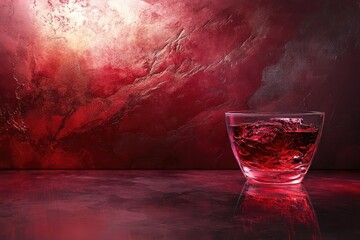 Dramatic garnet and maroon gradient with bold glowing accents and grunge textures, exuding sophistication and power