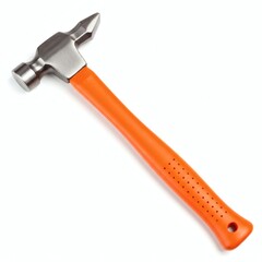 Orange Handled Claw Hammer Tool Construction Equipment Isolated on White Background
