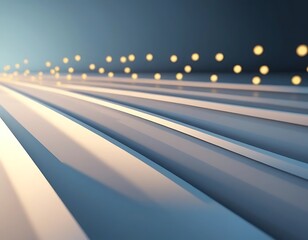Fototapeta premium Abstract white pathways with soft yellow lights above
