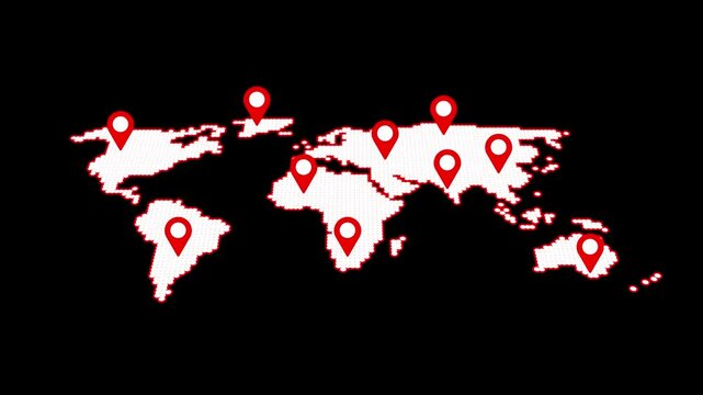 GPS location pin pointer animated icon isolated on transparent background. Appearing pointer for navigation. Point of interest. Sign and pin to indicate the route and location on the virtual maps.