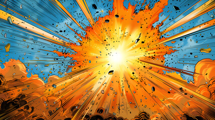 Explosion of fire in comic book style