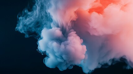 Naklejka premium Soft smoke clouds forming an abstract design on a black minimalistic background